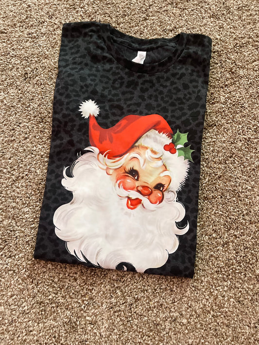 Leopard Red Santa Tshirt