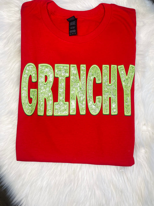 Grinchy Faux Sequin Tshirt